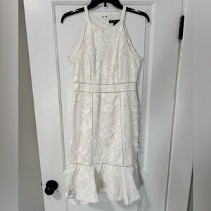 INC International Concepts Embroidered Floral Elegant White Lace Dress